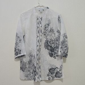 Citron Black and White Patterned Button Down Shirt M